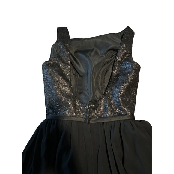 Christina Wu Celebration Black Sequin & Chiffon Sleeveless Gown Size 0 - Picture 8 of 8